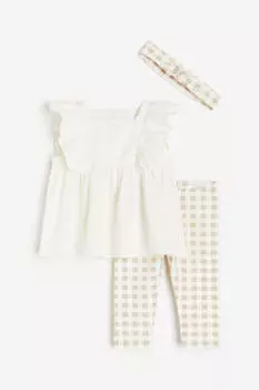 Комплект для девочек H&amp;M Cotton, 3 предмета, белый/бежевый