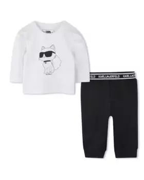 Комплект для девочки, 2 предмета, черно-белый Karl Lagerfeld Kids, мультиколор