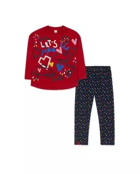 Комплект для девочки из футболки и леггинсов в горошек Tuc tuc, красный