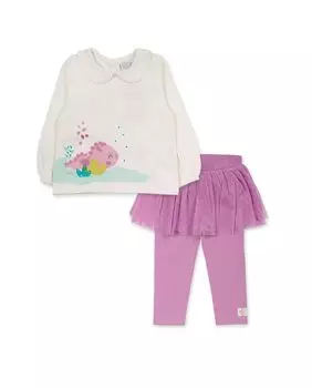 Комплект для девочки из футболки, леггинсов и юбочки из тюля Tuc tuc, розовый