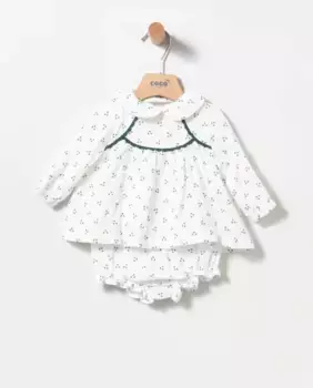 Комплект для девочки из хесусина и белого шаровара с микропринтом Coco Acqua