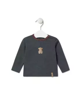 Комплект для девочки из полосатой футболки и сарафана Tous, коричневый