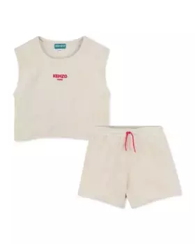 Комплект для девочки из розового хлопка Kenzo Kids, цвет Rosa
