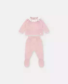 Комплект для девочки из розового вязаного дублета и леггинсов Martn Aranda, цвет Nude