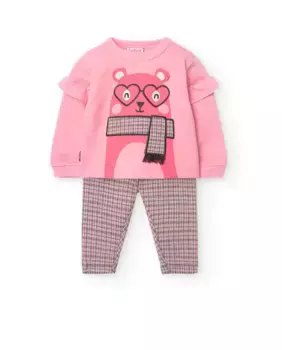 Комплект для девочки из толстовки и штанишек Boboli, розовый