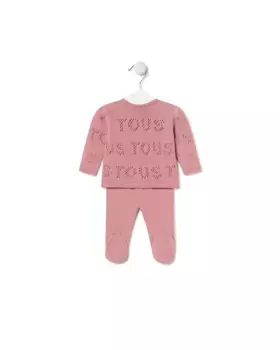 Комплект для девочки с ажурным свитером и леггинсами Tous, розовый