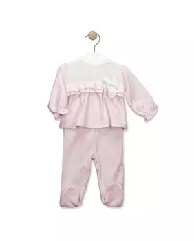 Комплект для девочки с гетрами на кокетке из мягкой ткани-сапожки BABID, розовый