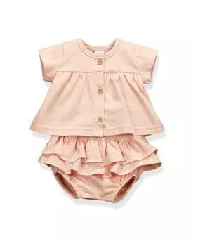 Комплект для девочки с лягушкой с рюшами и футболкой BABID, оранжевый