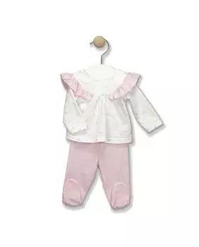 Комплект для девочки с рюшами на воротнике и черепаховым принтом BABID, розовый