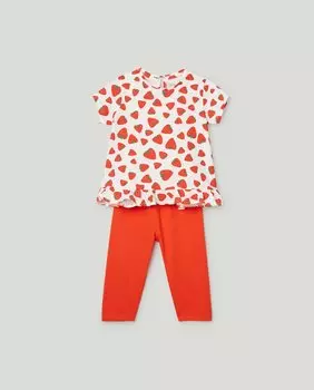 Комплект для девочки, состоящий из футболки и леггинсов El Corte Ingls, красный