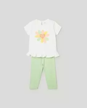 Комплект для девочки, состоящий из футболки и леггинсов El Corte Ingls, зеленый