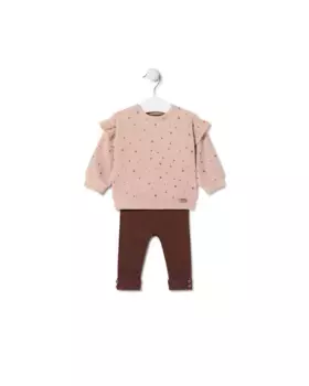 Комплект для девочки: свитшот с мишками и леггинсы в полоску Tous, розовый