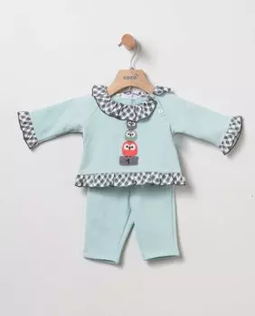 Комплект для девочки в аква-зеленом цвете с совами Coco Acqua