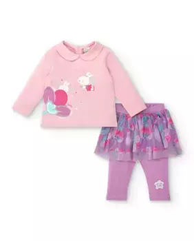 Комплект для девочки в розово-сиреневом цвете с тюлевой юбкой Tuc tuc