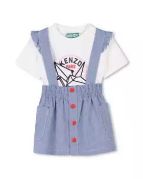 Комплект для девочки в синем хлопковом цвете Kenzo Kids, голубой