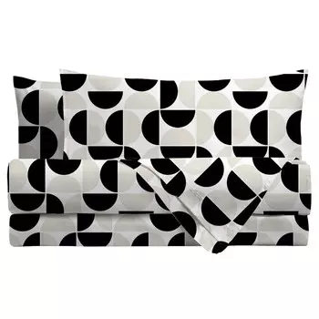 Комплект для двуспальной кровати чистого хлопка с современным принтом Amo Lacasa, черный