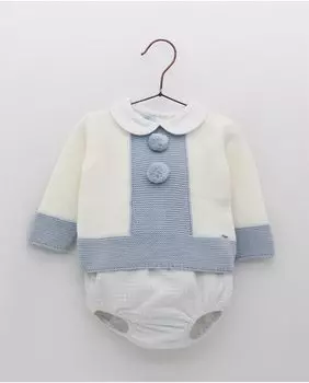 Комплект для мальчика из камзола и лягушки пудрово-синего цвета Foque, светло-синий