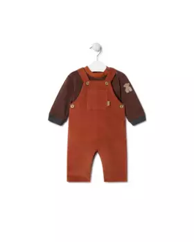 Комплект для мальчика из полосатой футболки и комбинезона Tous, оранжевый