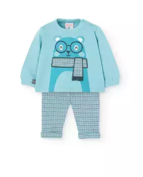 Комплект для мальчика из свитера и штанишек Boboli, светло-голубой