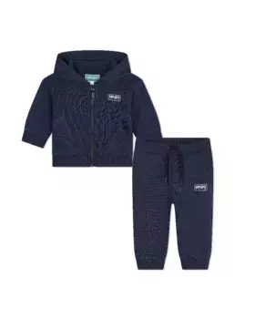 Комплект для мальчика из толстовки и штанишек из 100% хлопка Kenzo Kids, темно-синий