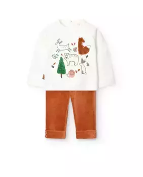 Комплект для мальчика из толстовки и вельветовых брюк Boboli, белый