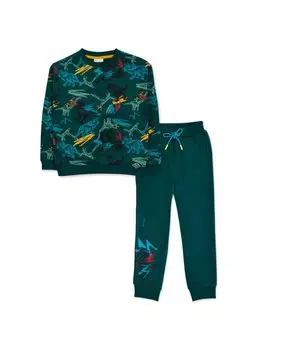 Комплект для мальчика из зеленого свитшота и спортивных штанов Tuc tuc, темно-зеленый