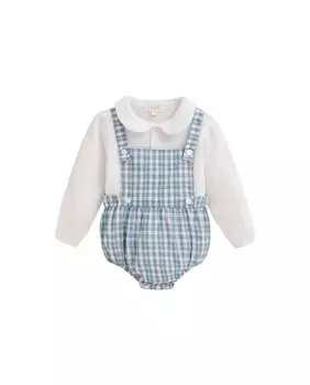 Комплект для мальчика: комбинезон и рубашка в клетку Dadati, синий