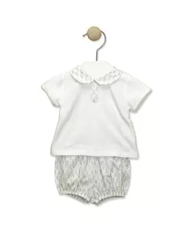 Комплект для мальчика с детским воротником-футболкой с природными мотивами BABID, светло-синий