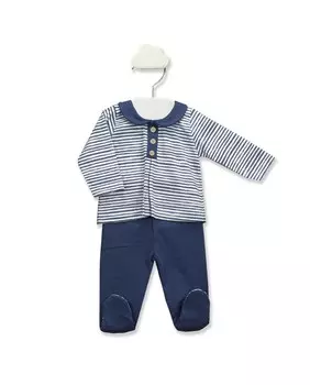 Комплект для мальчика с длинными рукавами и полосками BABID, темно-синий