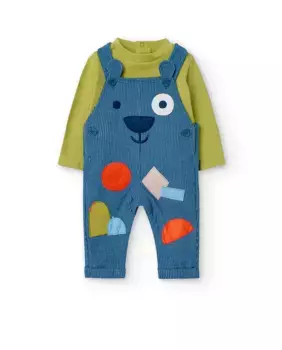 Комплект для мальчика, состоящий из футболки с длинными рукавами и комбинезона Boboli, синий