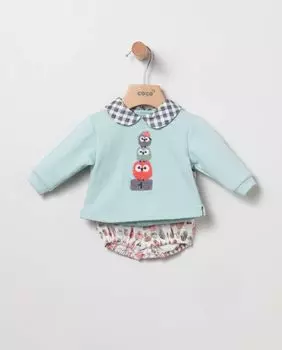 Комплект для мальчика в бирюзовом цвете с совами Coco Acqua