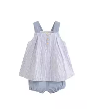 Комплект для малышки из полосатой майки и пастельно-голубых шорт Dadati, синий