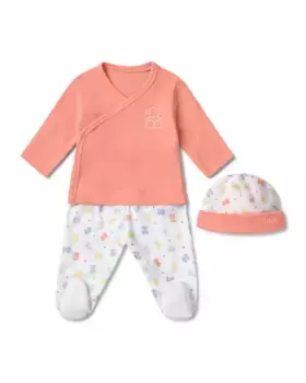 Комплект для новорожденного из однотонного хлопка и с разноцветными мишками Tous, цвет Rosa