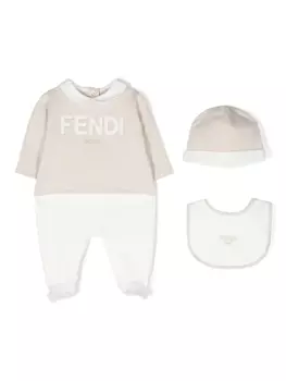 Комплект для новорожденного с логотипом Fendi Kids, нейтральный