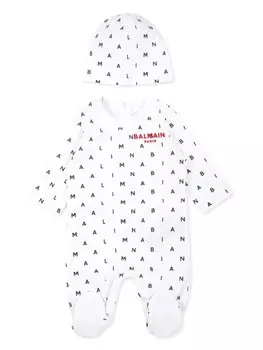 Комплект для новорожденного с принтом логотипа Balmain Kids, белый