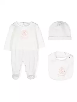 Комплект для новорожденного с вышитым логотипом Roberto Cavalli Junior, белый