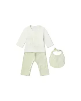 Комплект для новорожденных из однотонного и ребристого хлопка с принтом Tous, зеленый