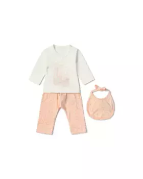 Комплект для новорожденных из однотонного и ребристого хлопка с принтом Tous, оранжевый