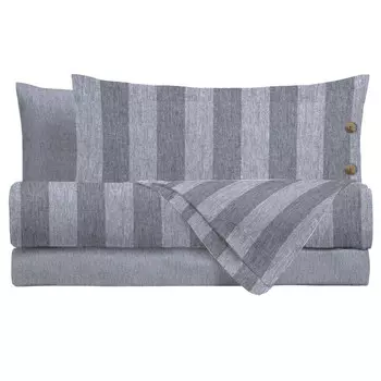 Комплект для односпальной кровати Soul окрашенного в пряже переработанного хлопка с узором «Джейн Блю» Amo Lacasa, зеленый