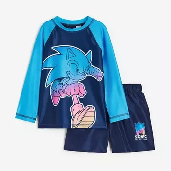 Комплект для плавания H&M Kids Printed Sonic the Hedgehog, 2 предмета, синий