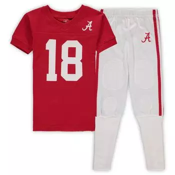 Комплект для сна с футболкой и брюками Wes & Willy Crimson Alabama Crimson Tide Football Player для дошкольников и брюками с v-образным вырезом Unbranded