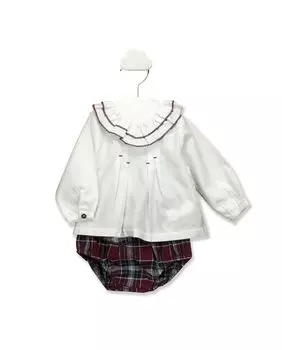 Комплект-двойка для мальчика красного цвета с клетчатым принтом BABID, гранатовый