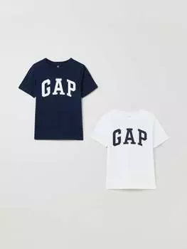 Комплект двух футболок из хлопка с принтом логотипа Gap, цвет white/blue