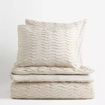 Комплект двуспального постельного белья H&M Home, светло-бежевый