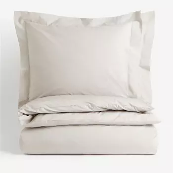 Комплект двуспального постельного белья H&M Home King/Queen Cotton Percale, серо-бежевый