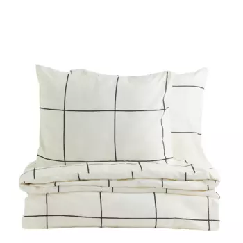 Комплект двуспального постельного белья H&M Home, белый/черный в клетку