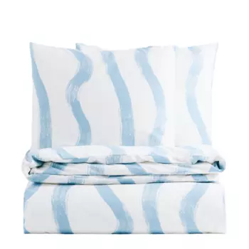 Комплект двуспального постельного белья H&amp;M Home, белый/голубой