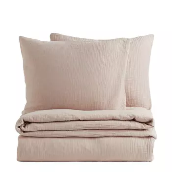 Комплект двуспального постельного белья H&M Home Muslin, бежевый