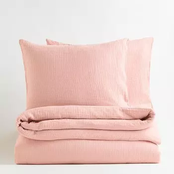 Комплект двуспального постельного белья H&M Home Muslin King, розовый