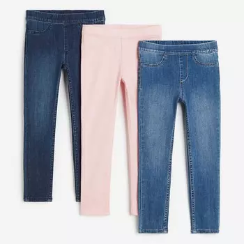 Комплект джеггинсов H&M Kids Denim, 3 предмета, синий/светло-розовый